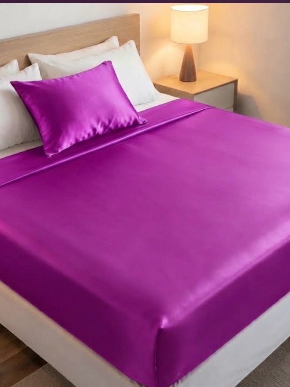 Luxurious Purple Satin Bedding Set - Pillowcase & Sheet